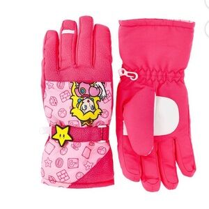 Super Mario Princess Peach Girls Ski Gloves
